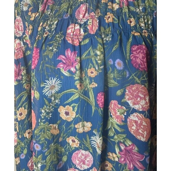 Terra & Sky Blue Smocked Chiffon Floral Blouse Plus Size 3X (24/26) - Picture 11 of 14